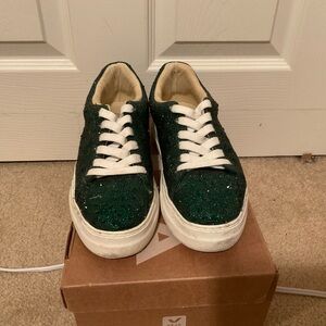 Betsey Johnson Green Glitter Platform Sneakers
